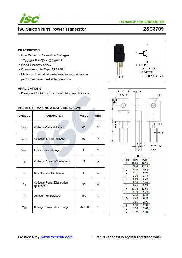 2SC3709 Inchange Semiconductor