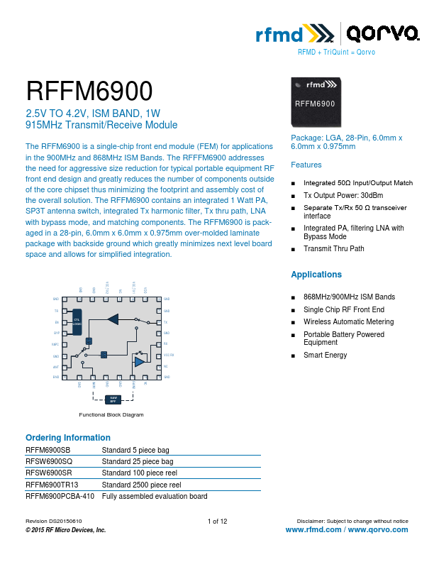 RFFM6900 RF Micro Devices