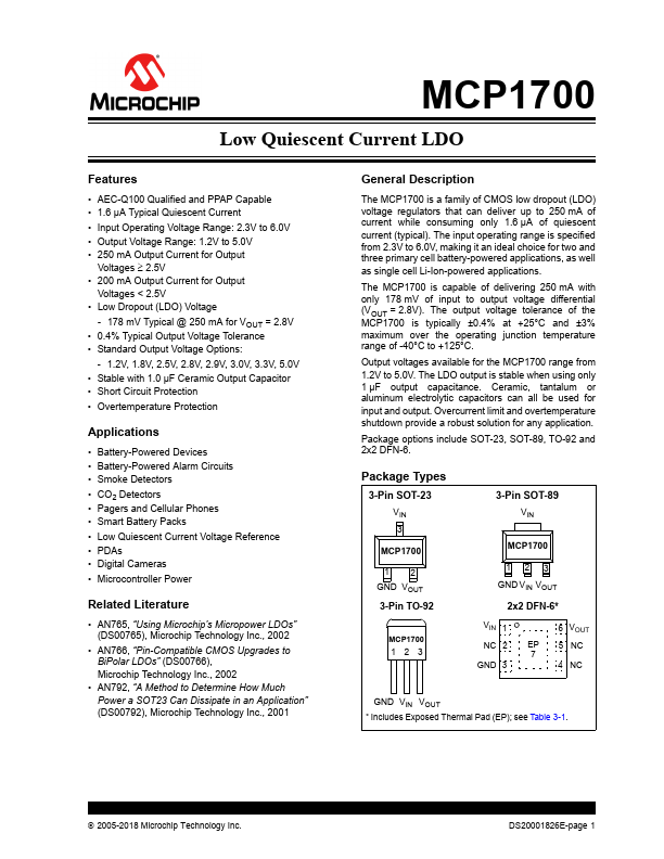 MCP1700 Microchip Technology