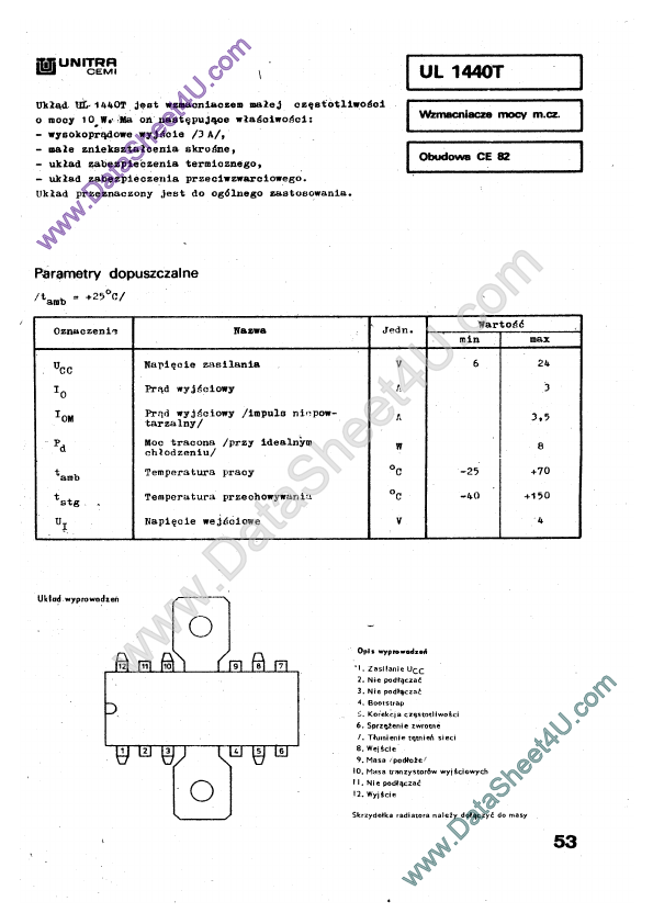 <?=UL1440T?> डेटा पत्रक पीडीएफ