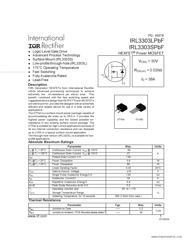 IRL3303SPBF International Rectifier