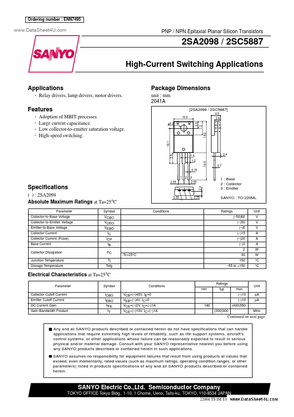 C5887 Sanyo Semicon Device