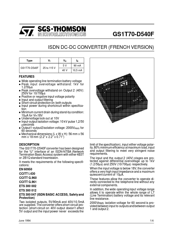 GS1T70-D540F STMicroelectronics