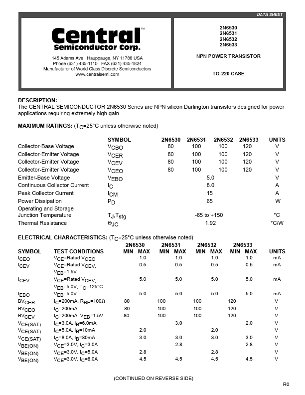 2N6531 Central Semiconductor