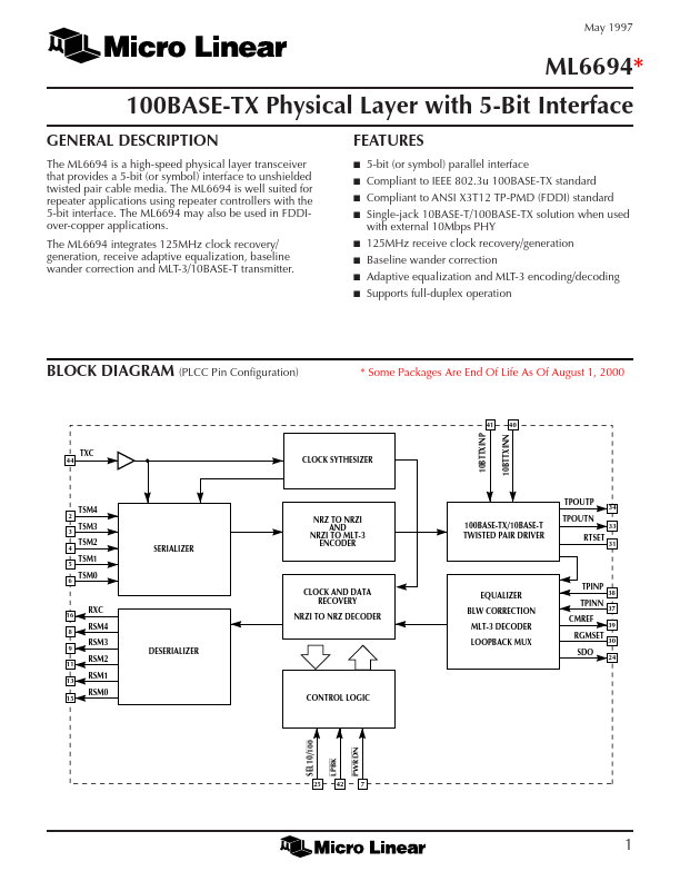 ML6694 Micro Linear