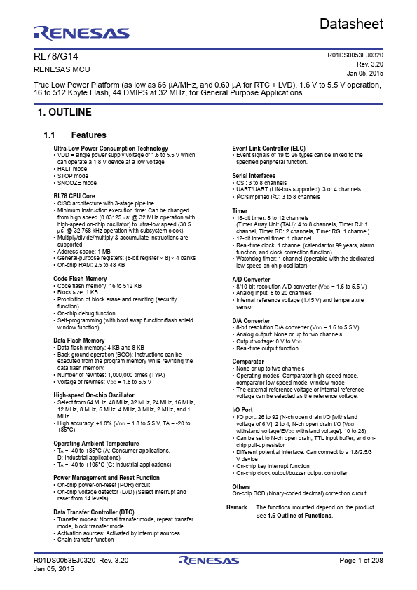 RL78G14 Renesas