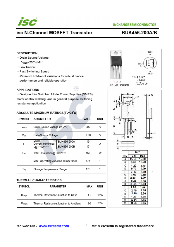 BUK456-200B Inchange Semiconductor