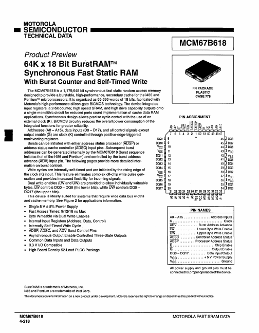 MCM67B618 Motorola