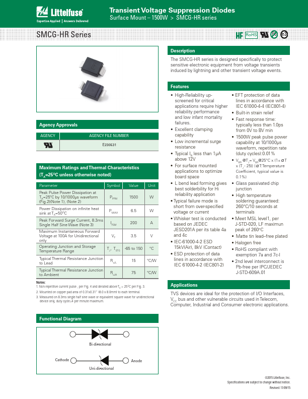 SMCG60CA-HR Littelfuse