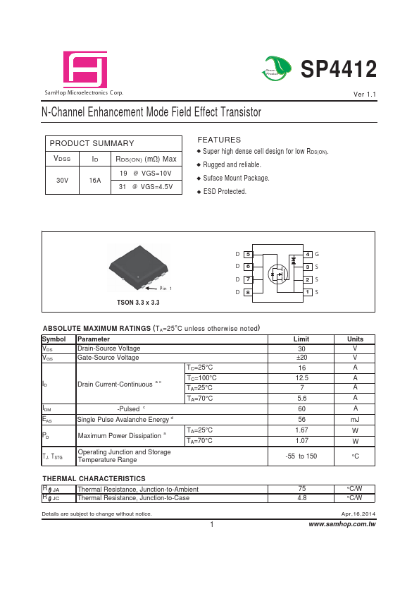 SP4412 SamHop Microelectronics