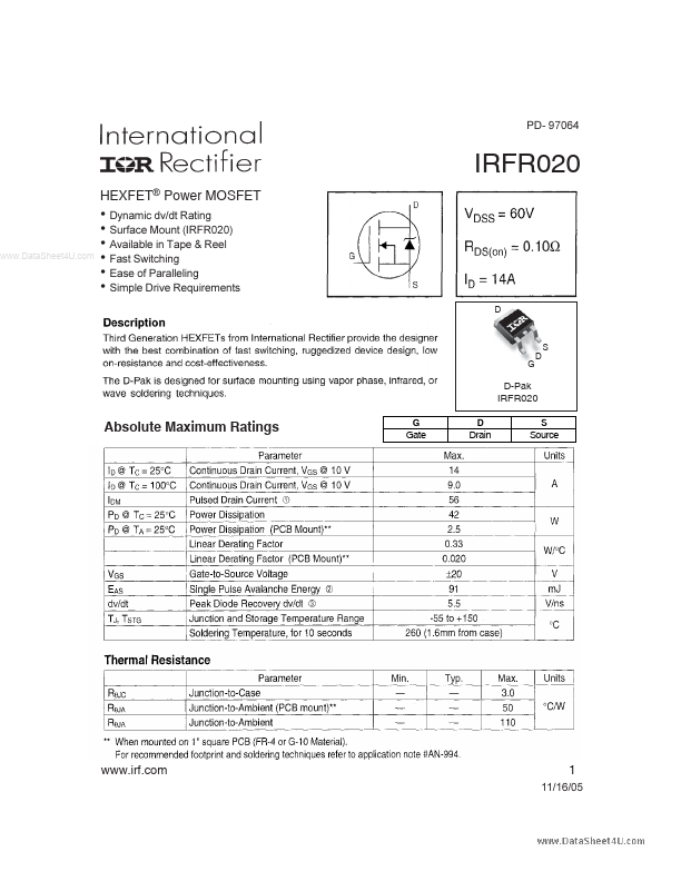 IRFR020 International Rectifier