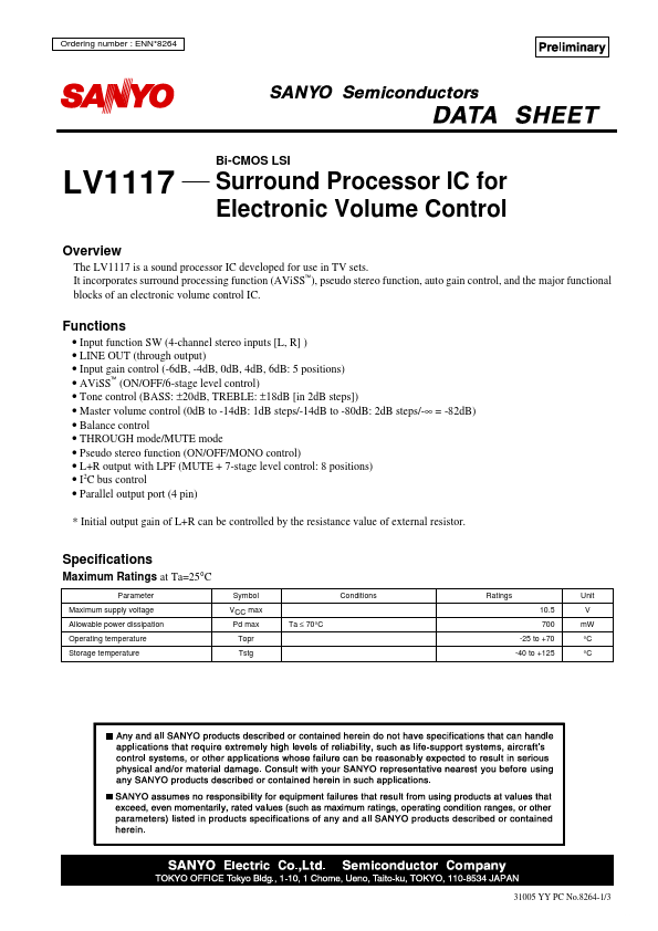 LV1117 Sanyo Semicon Device
