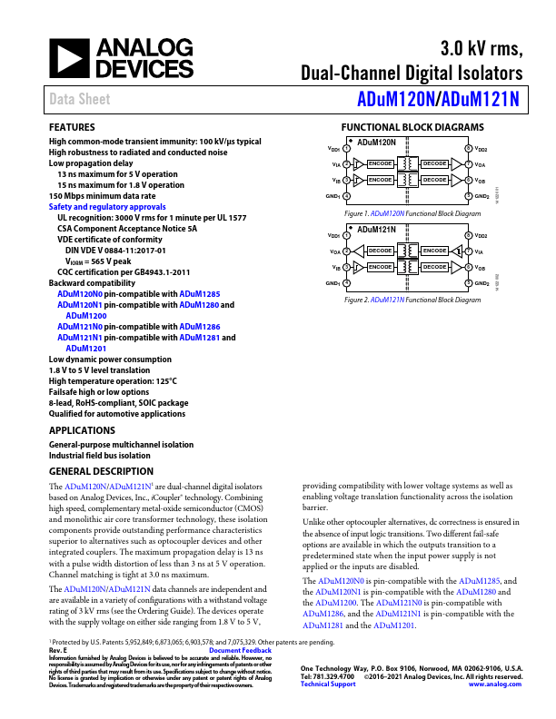 <?=ADuM120N?> डेटा पत्रक पीडीएफ