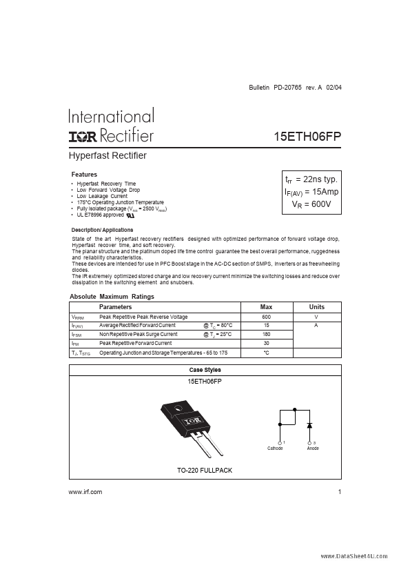 15ETH06FP International Rectifier