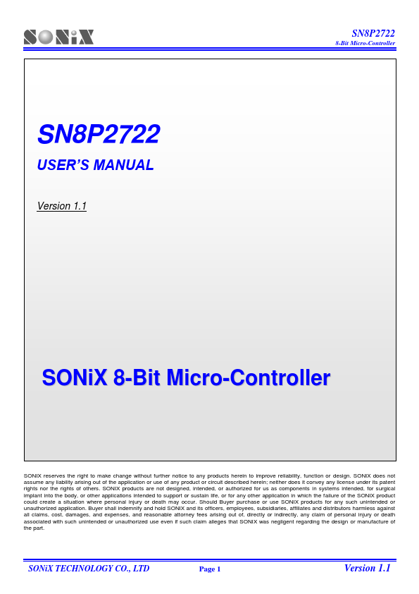 SN8P2722 Sonix