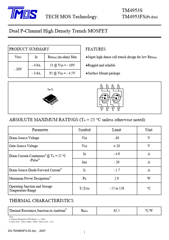 TM4953FS TECH MOS