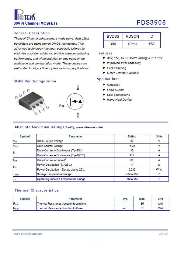 PDS3908 Potens semiconductor