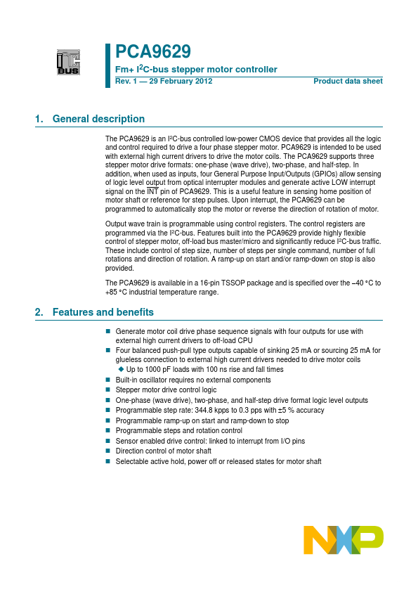 PCA9629 NXP Semiconductors