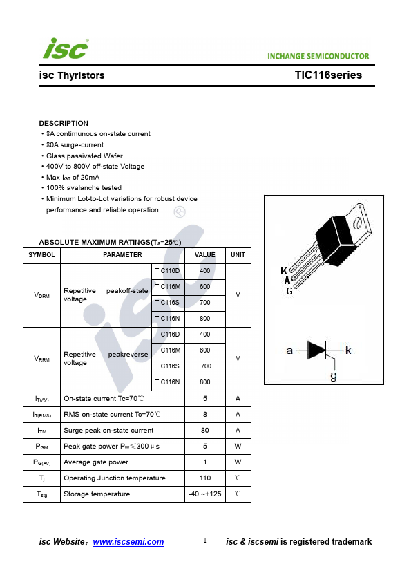 TIC116M Inchange Semiconductor