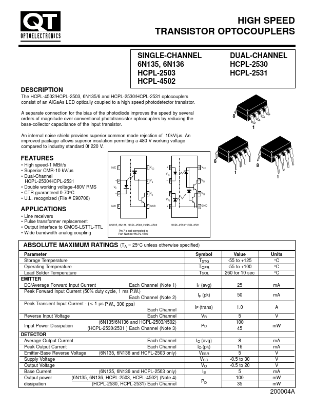 6N135 QT Optoelectronics