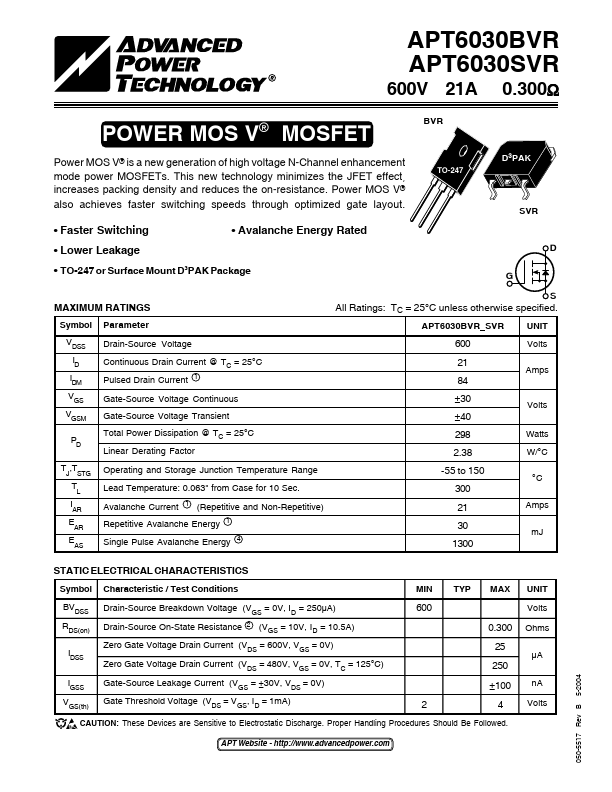 <?=APT6030BVR?> डेटा पत्रक पीडीएफ