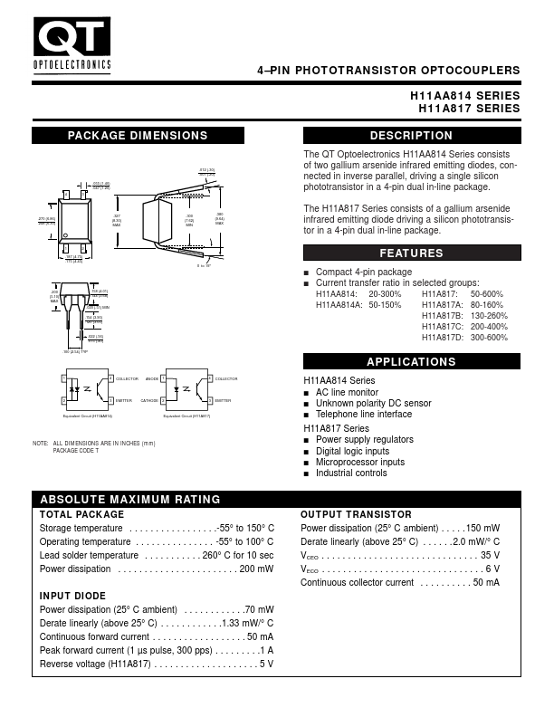 H11A817 QT Optoelectronics