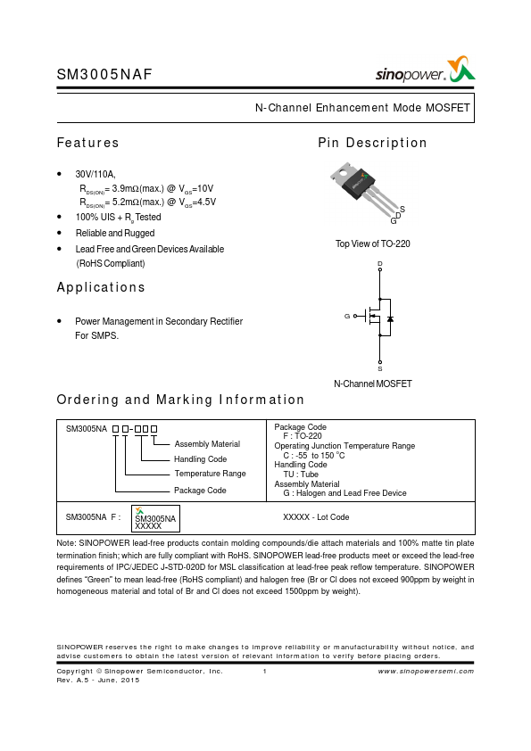SM3005NAF Sinopower