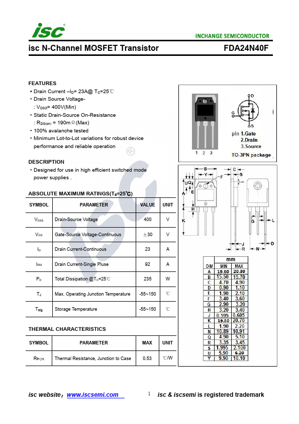 FDA24N40F INCHANGE