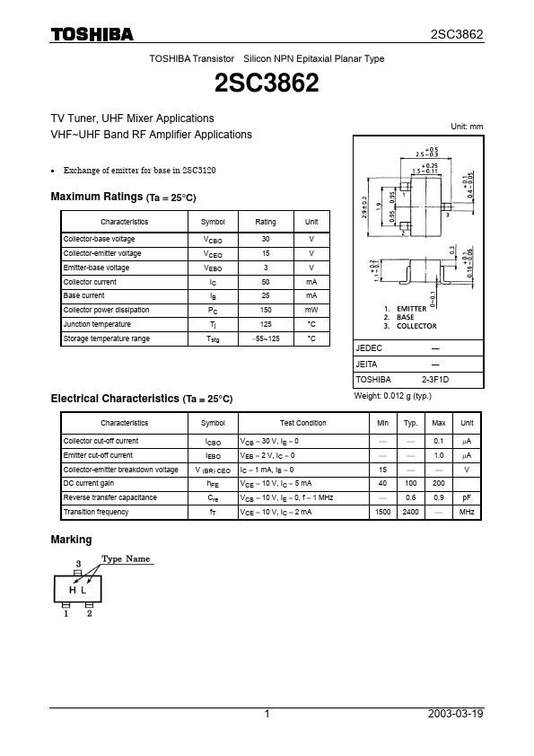 2SC3862 Toshiba Semiconductor