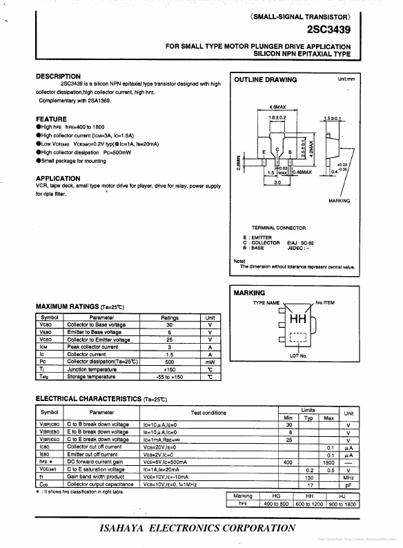 2SC3439 Isahaya Electronics
