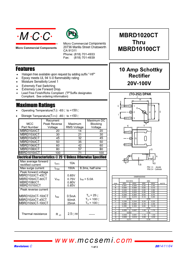 MBRD1030CT MCC
