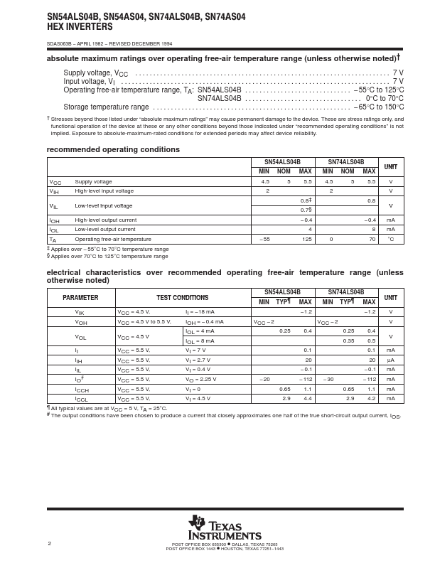 SN74ALS04B