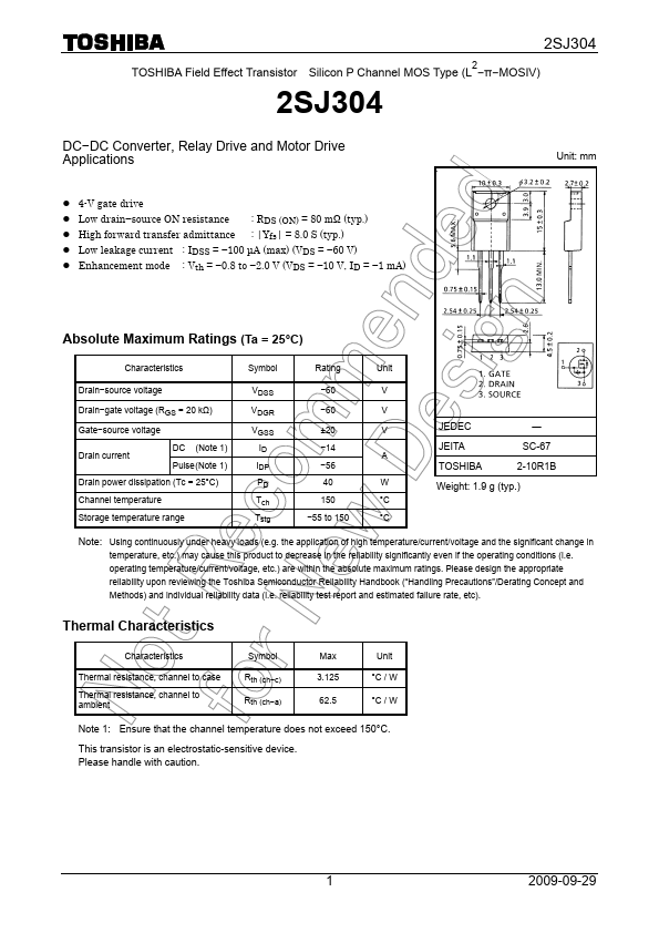 2SJ304 Toshiba Semiconductor