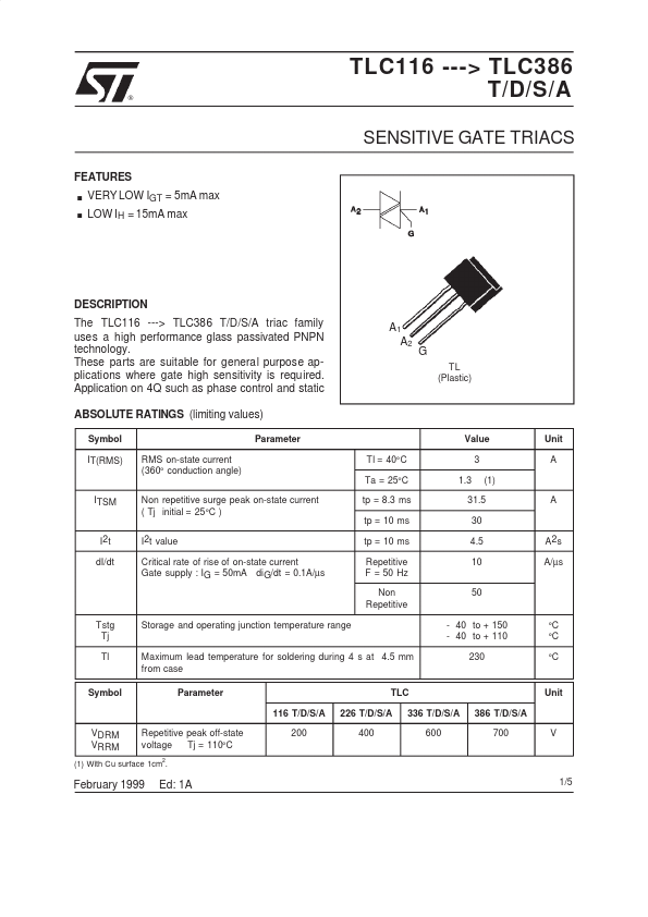 TLC116S STMicroelectronics