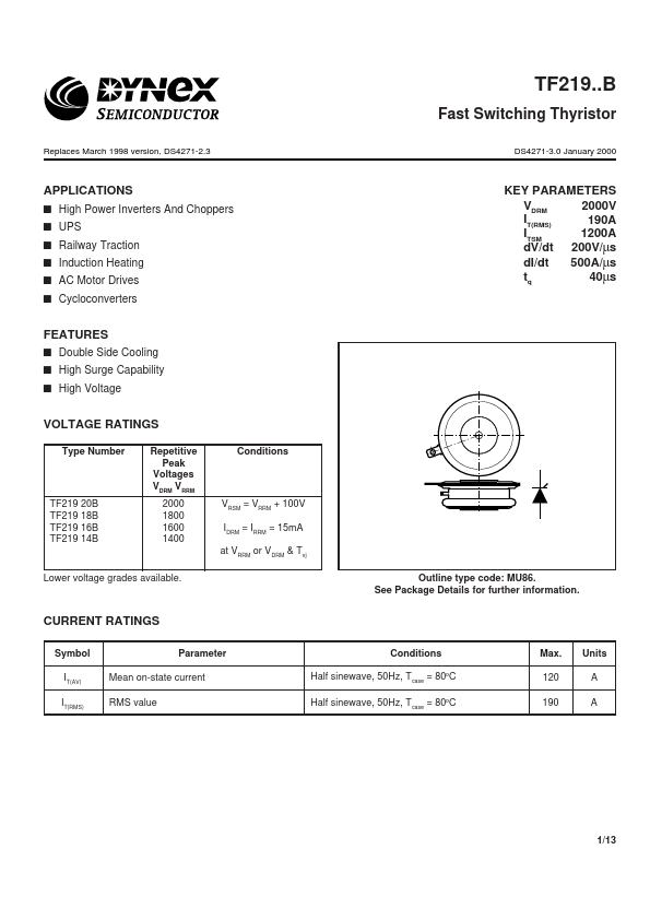 TF21918B Dynex Semiconductor