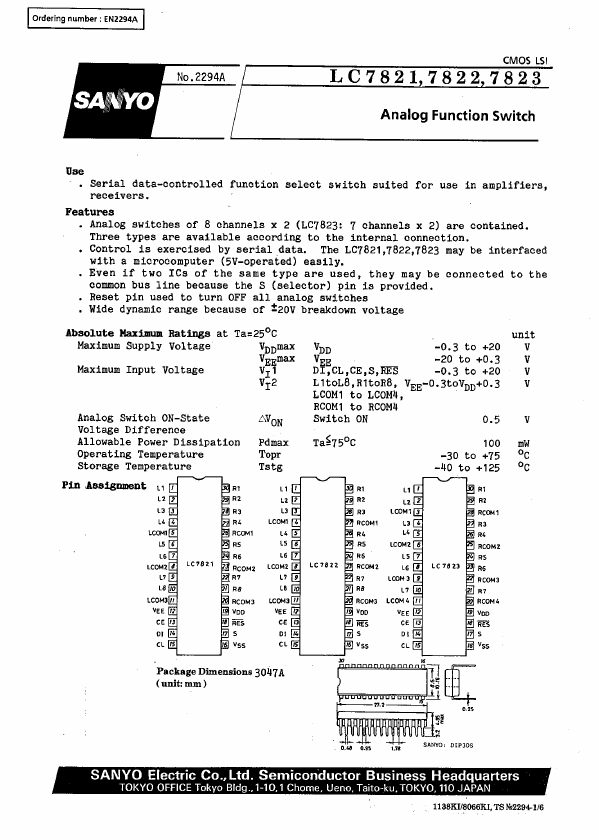 LC7822 Sanyo Semicon Device
