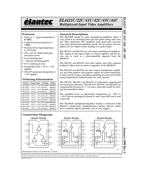 EL4422C Elantec Semiconductor