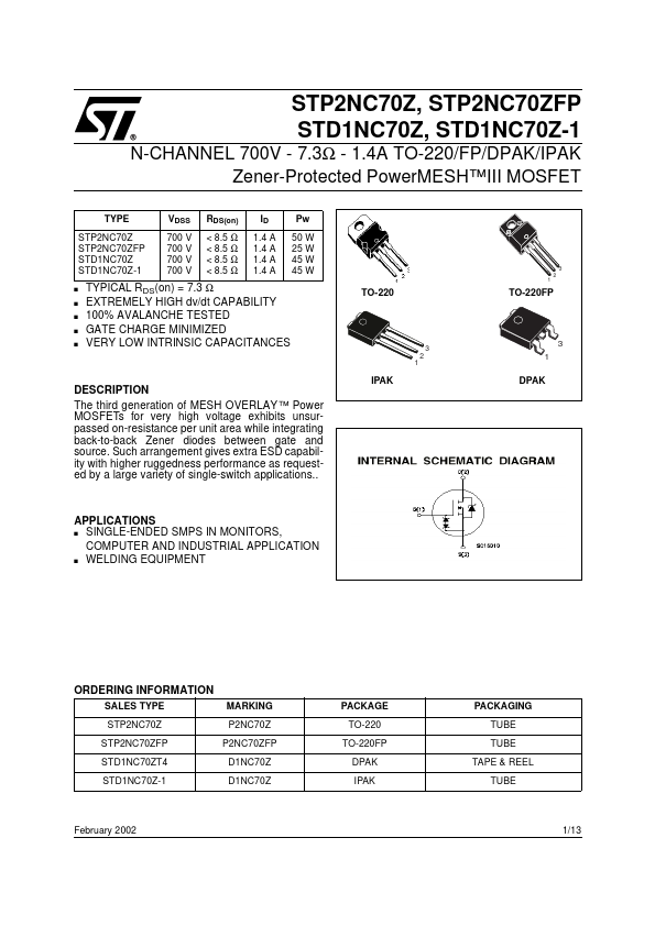 STD1NC70Z