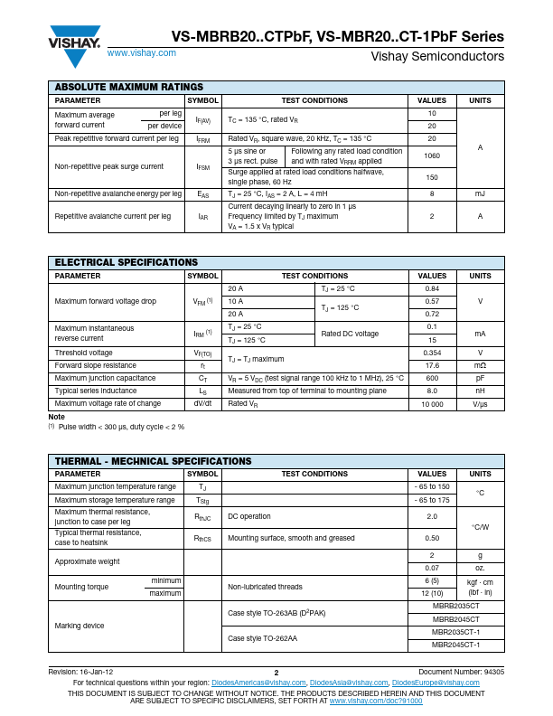 VS-MBR2035CT-1PbF