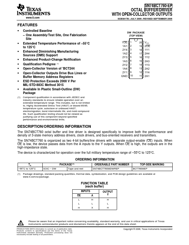 SN74BCT760-EP Texas Instruments