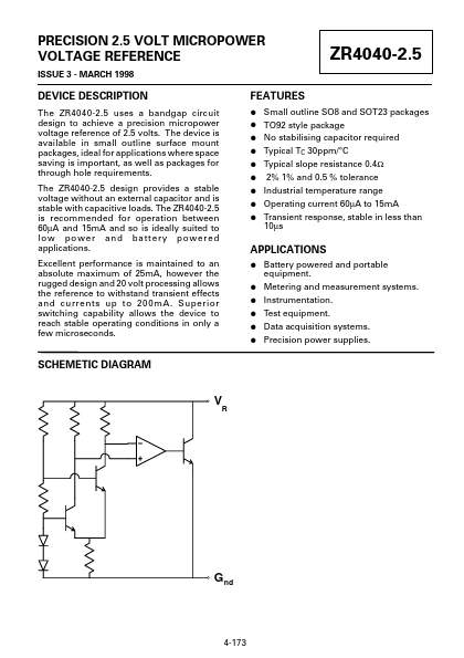 ZR4040-2.5 Zetex Semiconductors