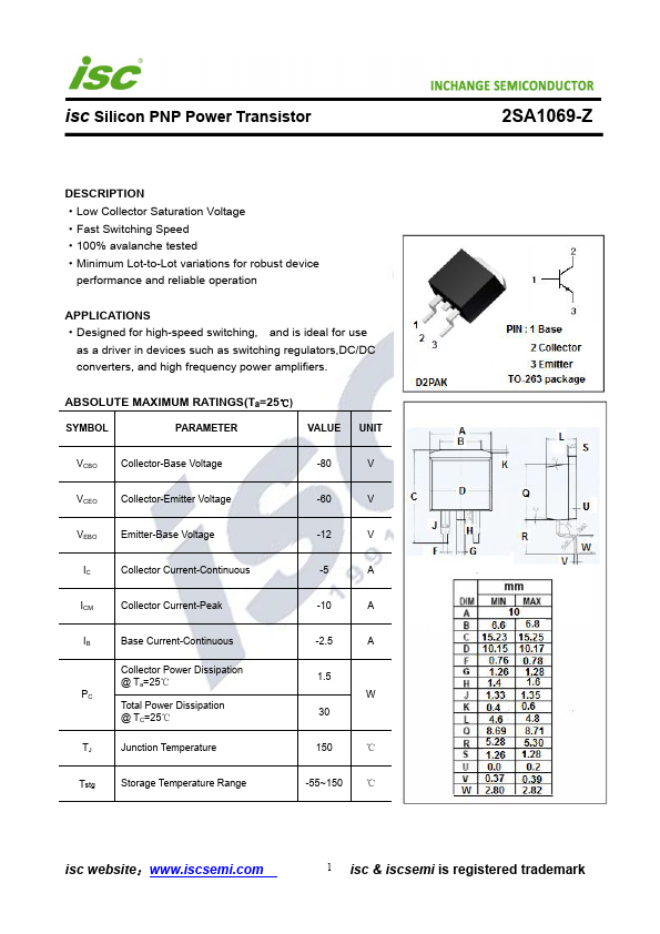 2SA1069-Z Inchange Semiconductor