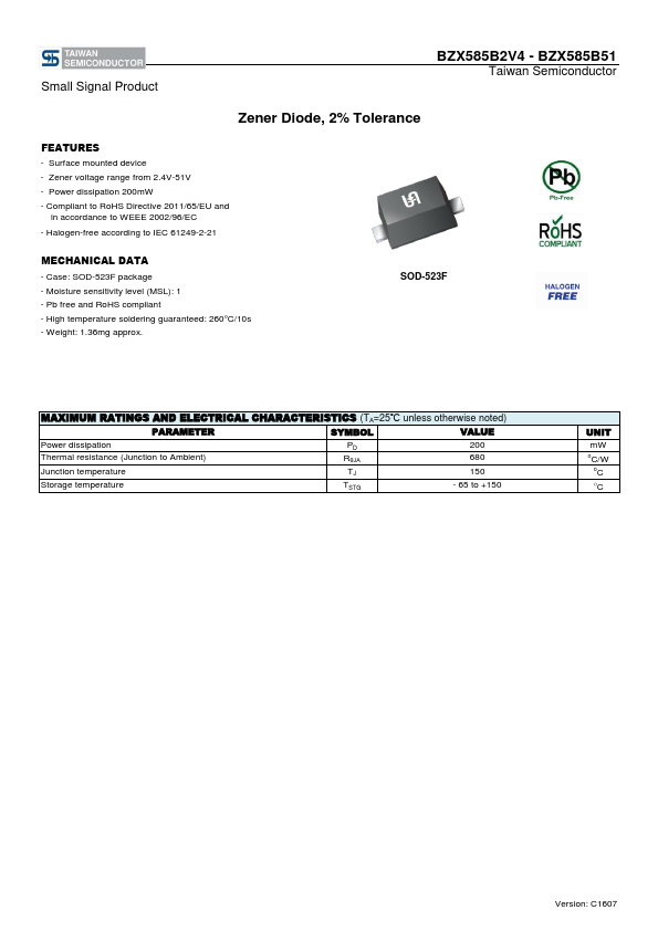 BZX585B18 Taiwan Semiconductor