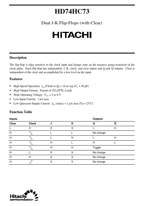 HD74HC74 Hitachi Semiconductor