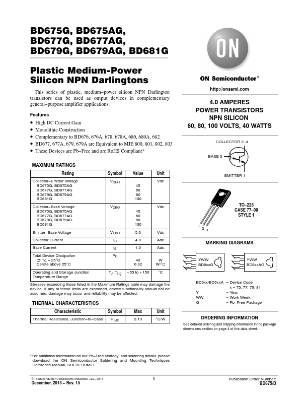 BD677AG ON Semiconductor