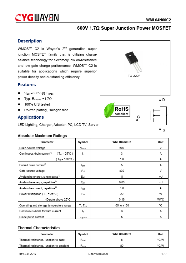 <?=WML04N60C2?> डेटा पत्रक पीडीएफ