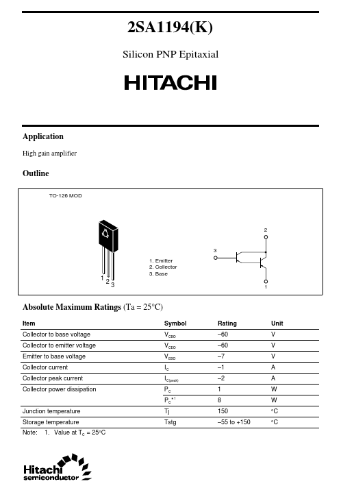 2SA1194K Hitachi Semiconductor