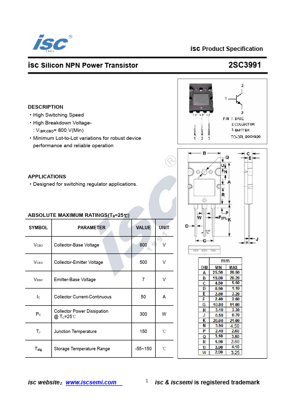2SC3991 Inchange Semiconductor