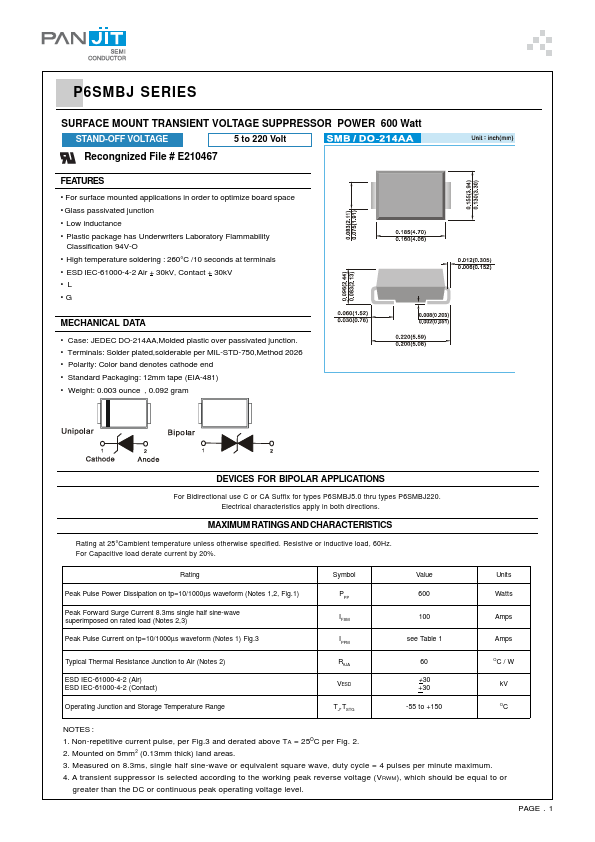 P6SMBJ7.0 PAN JIT