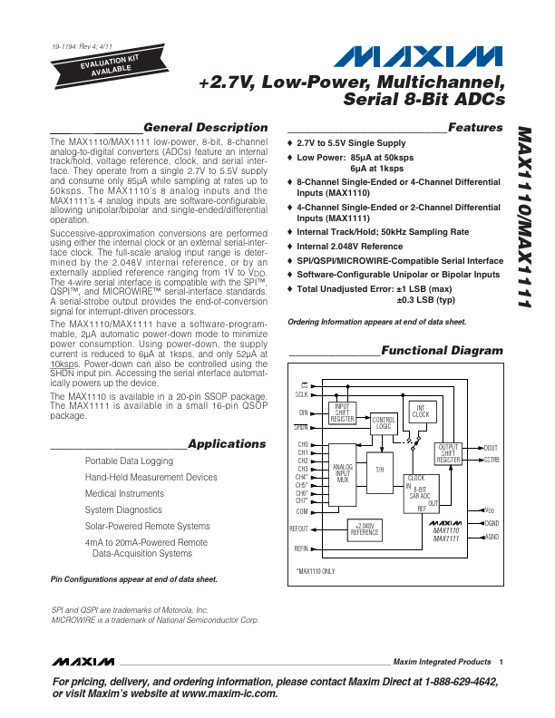 MAX1110 Maxim Integrated